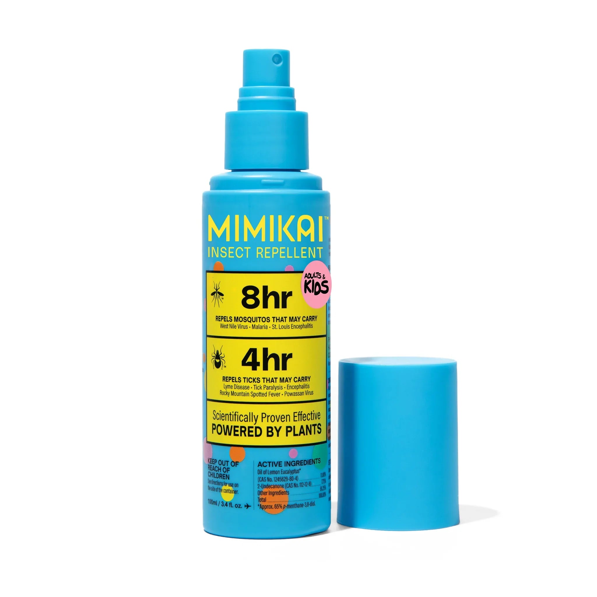 Mimikai insect repellent spray bottle on a white background