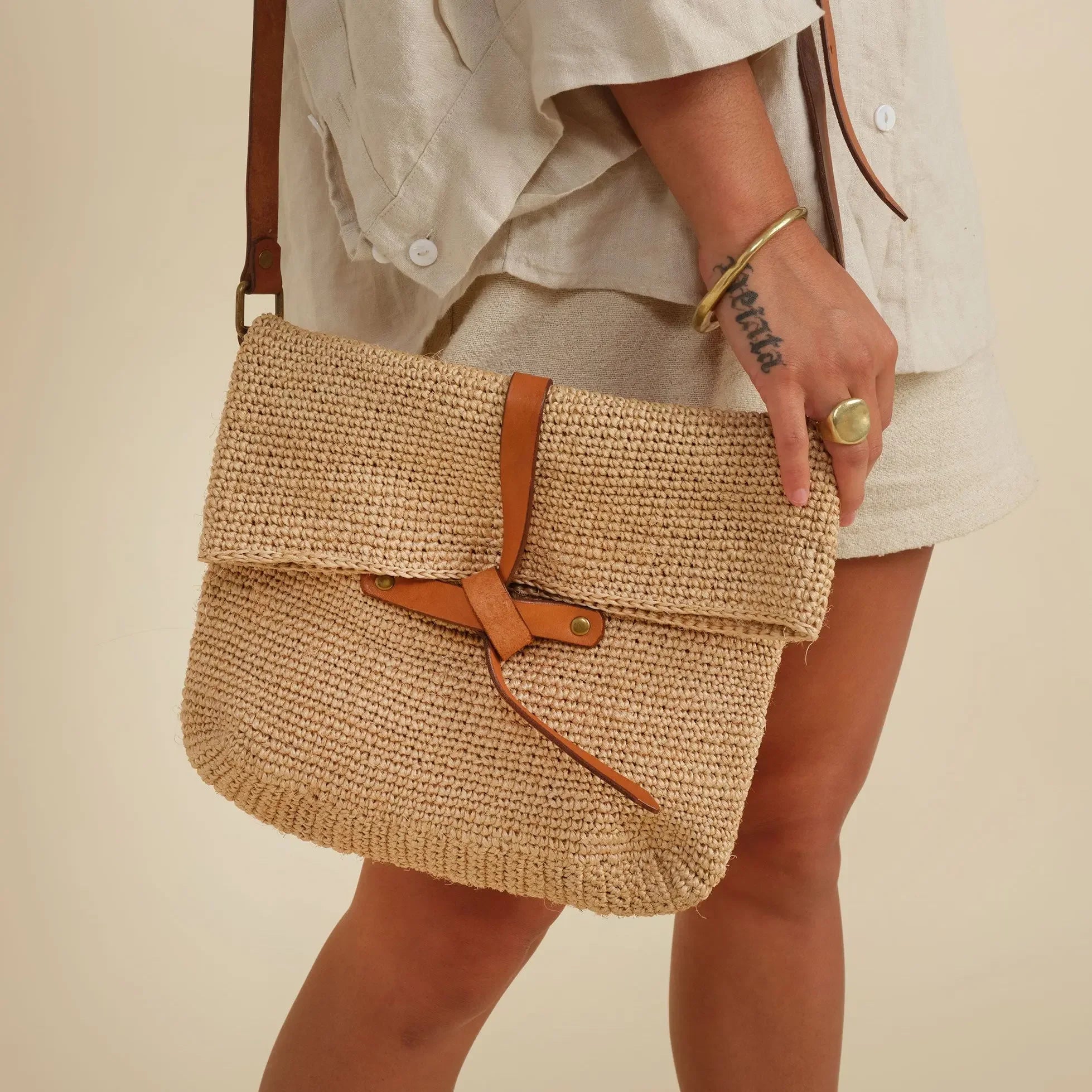 Carmen Woven Crossbody Bag | Natural