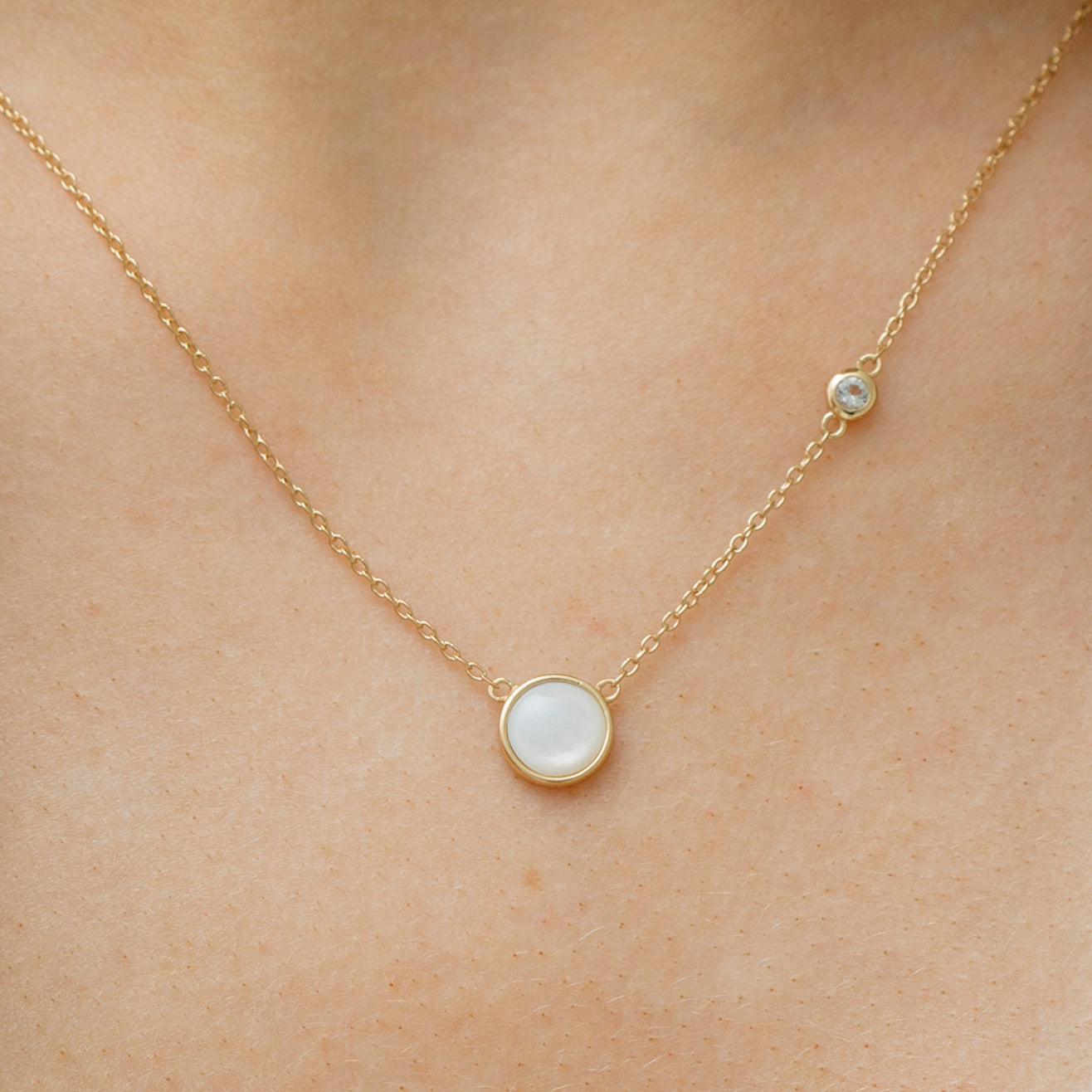 Gold Round Pearl Necklace