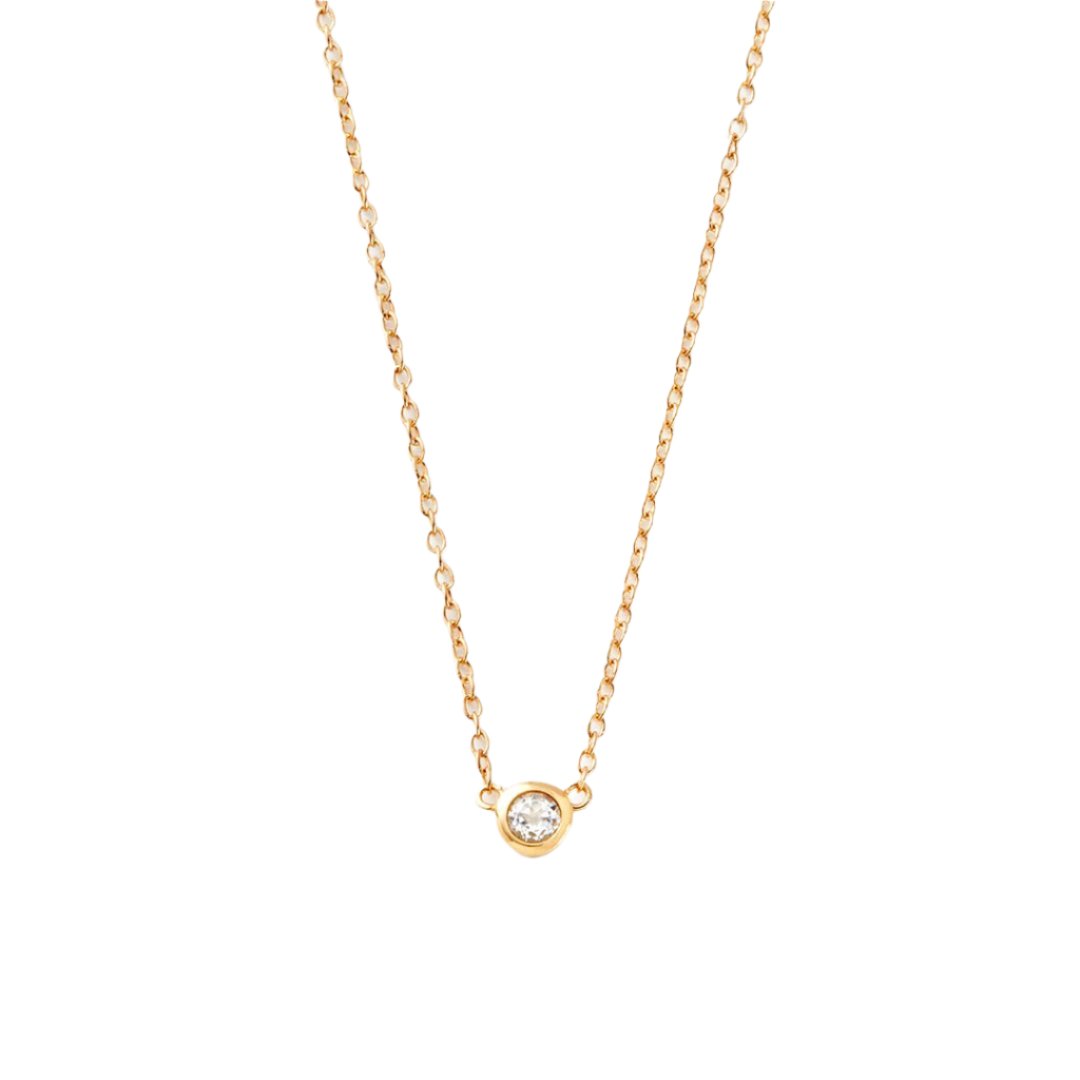 Gold Tiny White Topaz Necklace