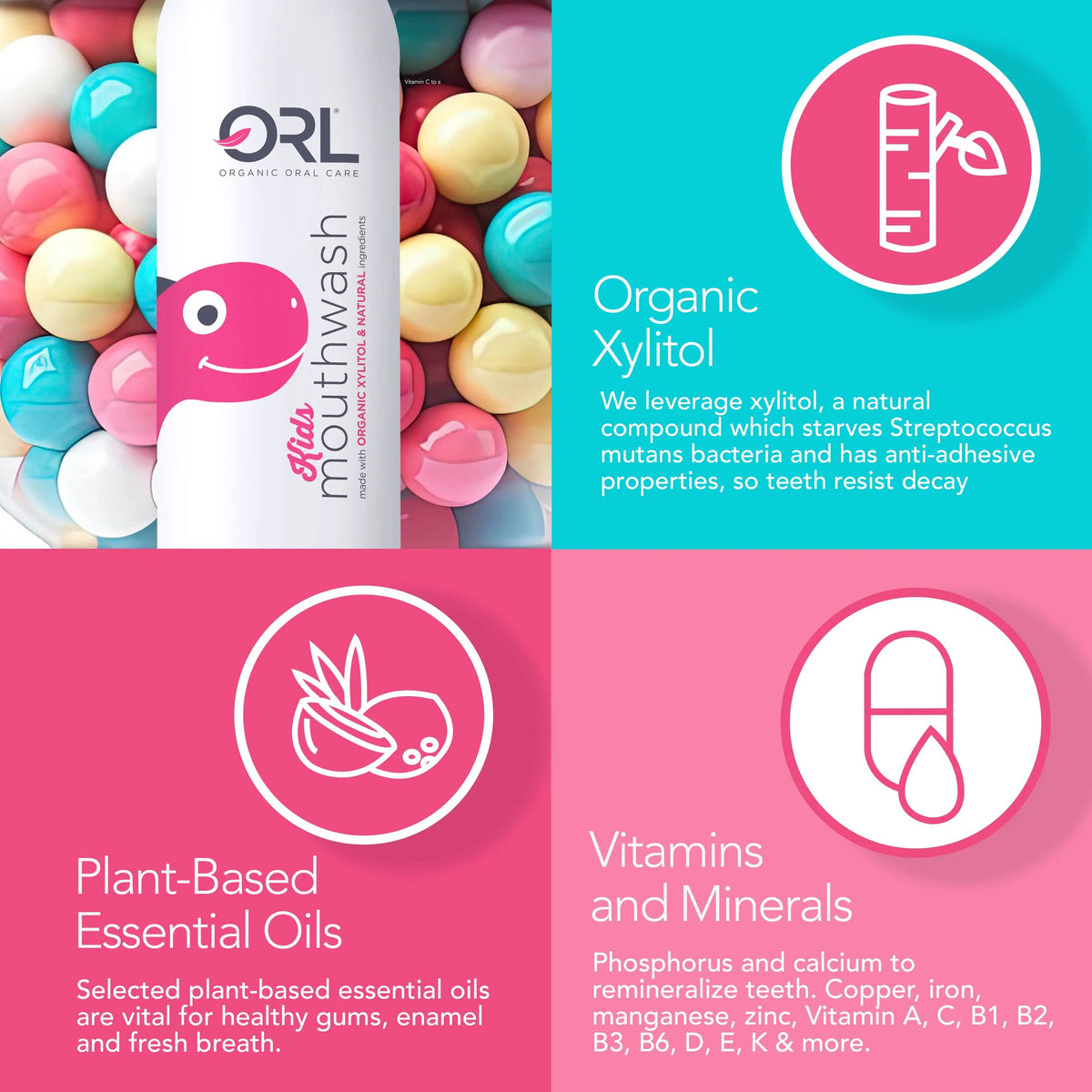 ORL Kids Bubblegum Natural Mouthwash - Fluoride-Free