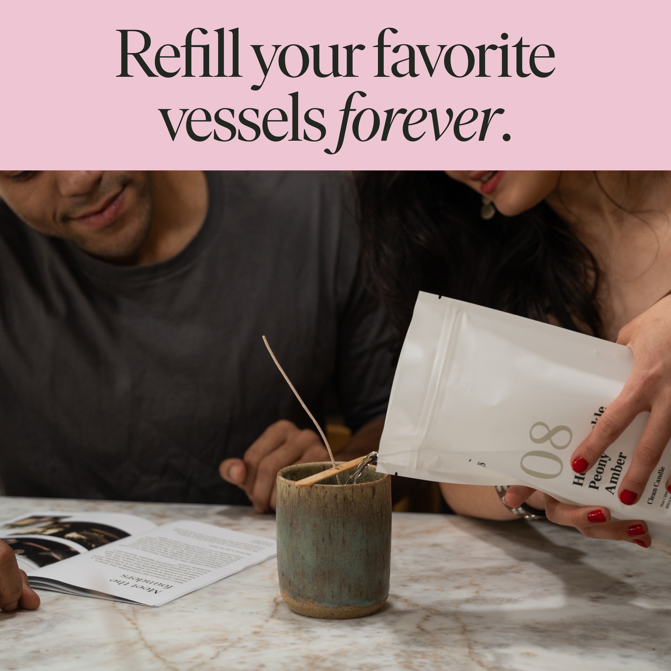 No 08 Candle Refill — Honeysuckle, Peony, Amber
