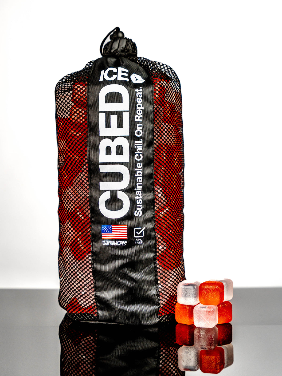 Reusable Ice Cubes Red & Clear