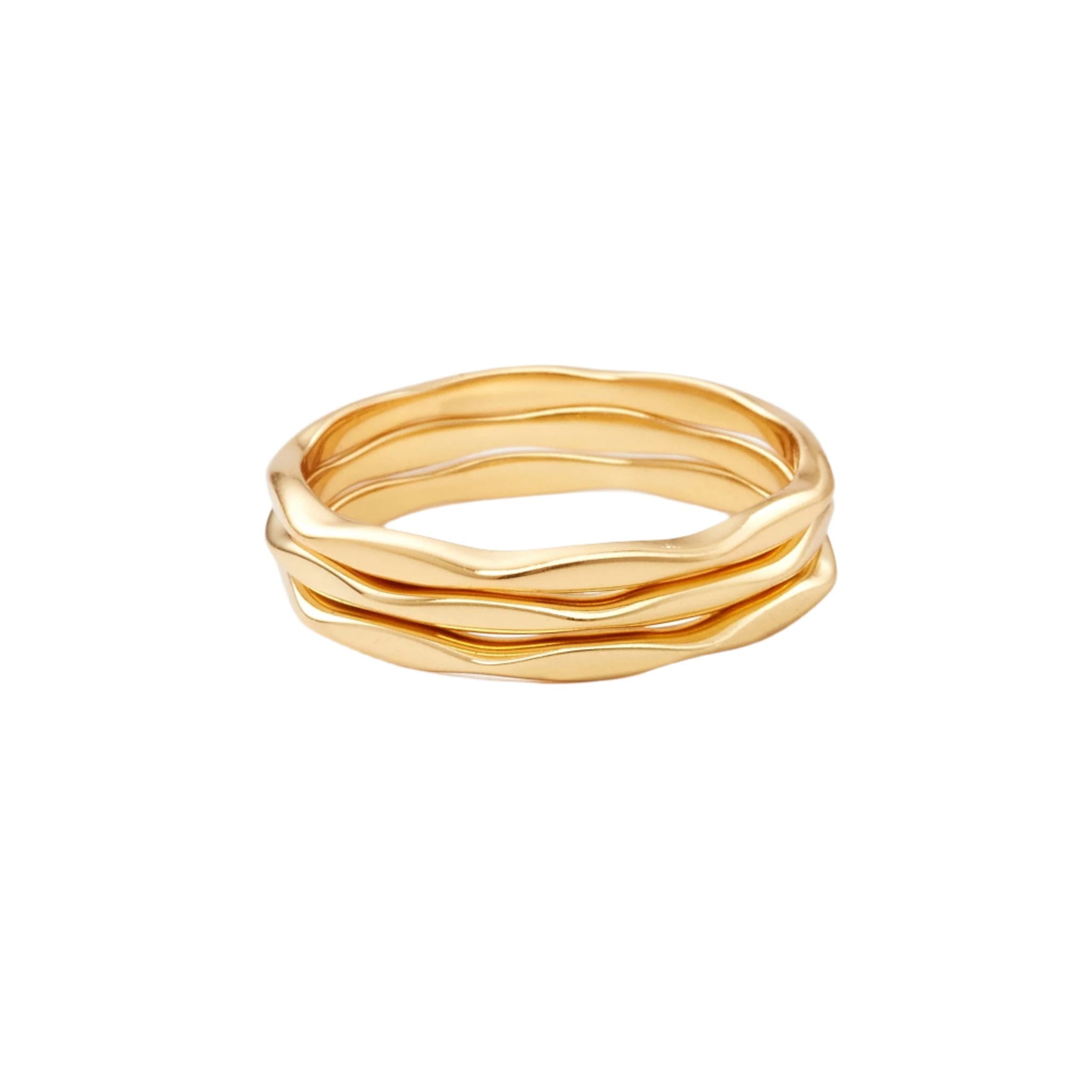 Gold Hammered Stacking Rings - Set of 3