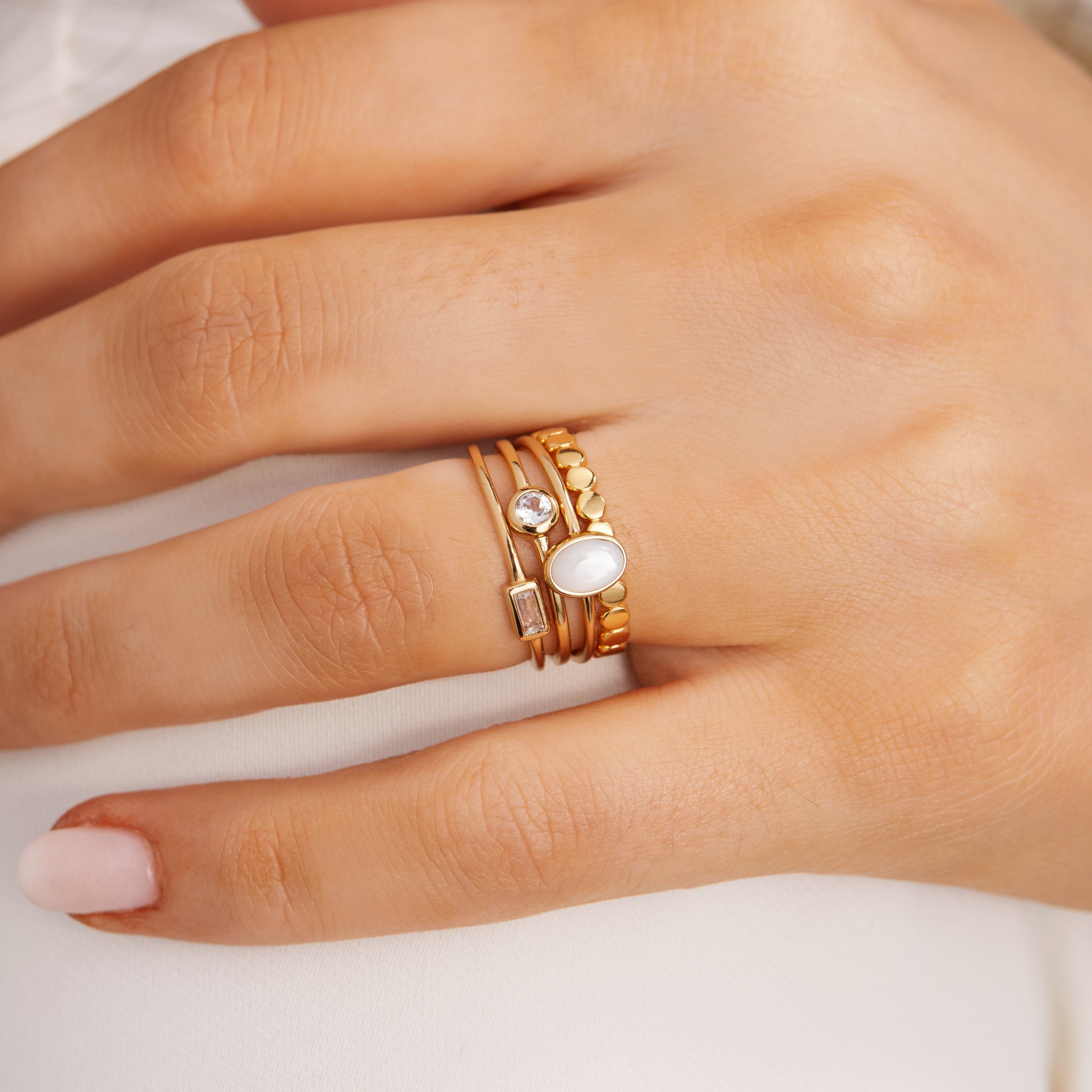 Gold Petite Oval Pearl Ring