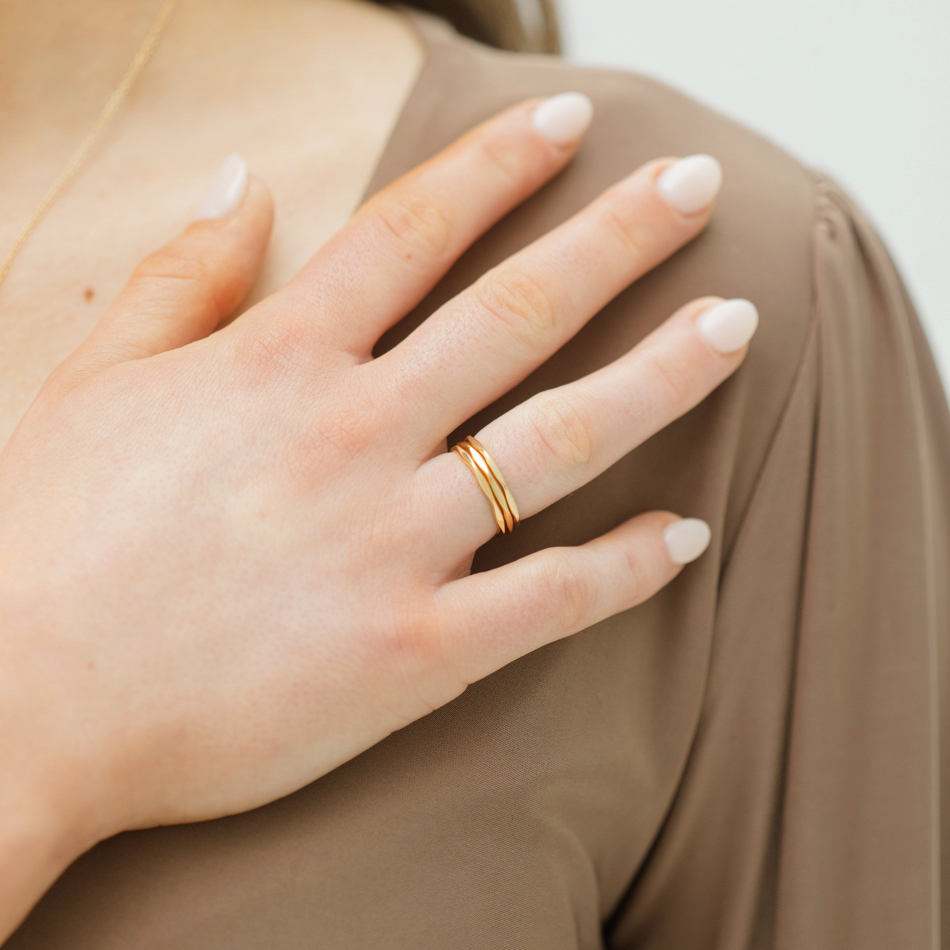 Gold Hammered Stacking Rings - Set of 3