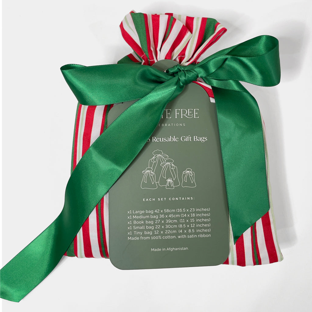 Scandi Julrander Reusable Gift Bag Set)