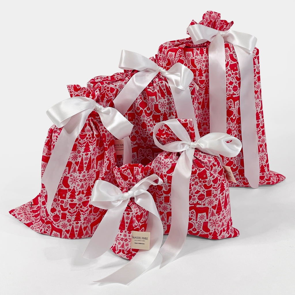 Scandi Rensdyr Reusable Gift Bag Set