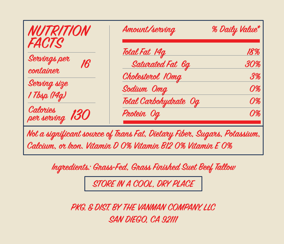 Grass-Fed Beef Cooking Tallow - 9 fl oz