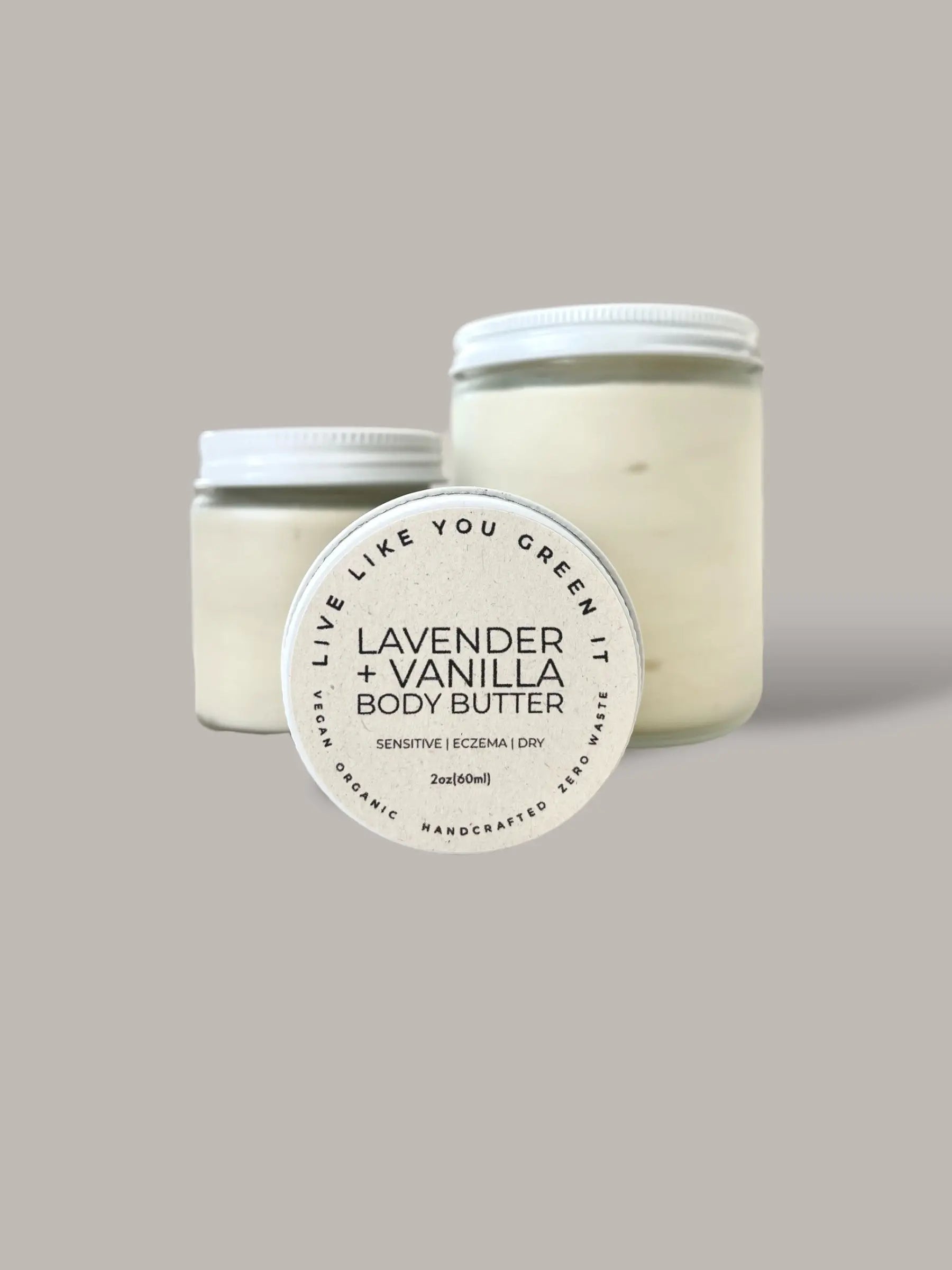 Lavender Body Butter - For Dry Skin, Vegan, Eczema Cream, Plastic Free, Organic, 2-8 oz.