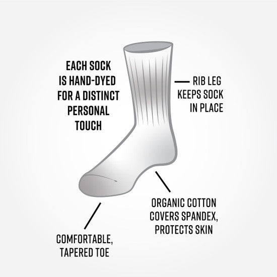 Organic Cotton Socks - Hand-Dyed Crew
