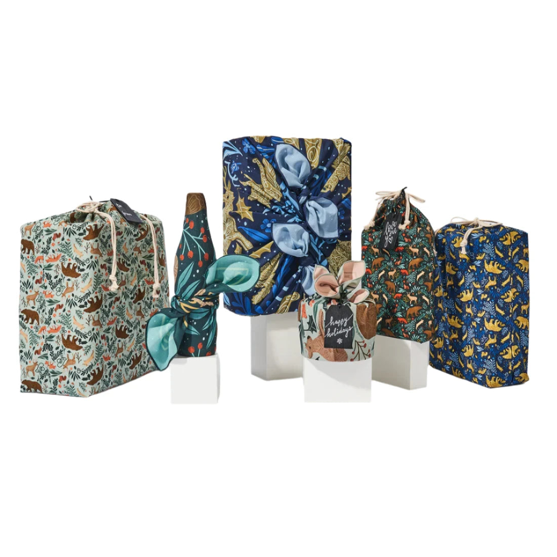 Bundle of 3 Furoshiki Wraps & 3 Fabric Bags by Hannah Pearlman