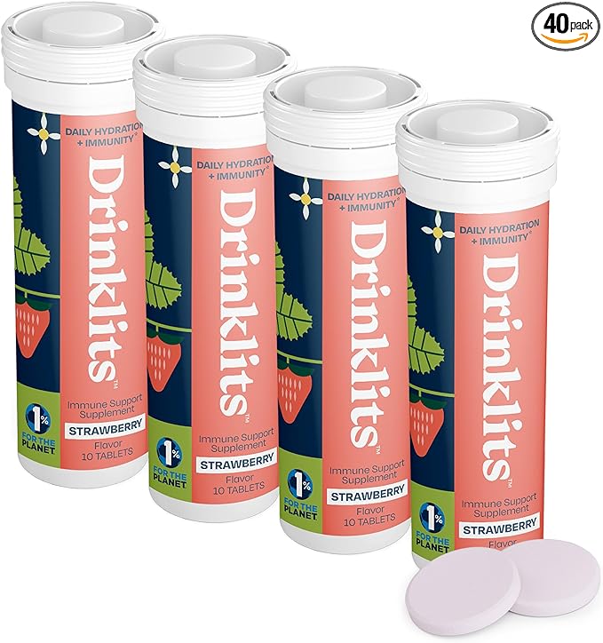 Strawberry Daily Immune Support Tablets (4) Tube Bundle