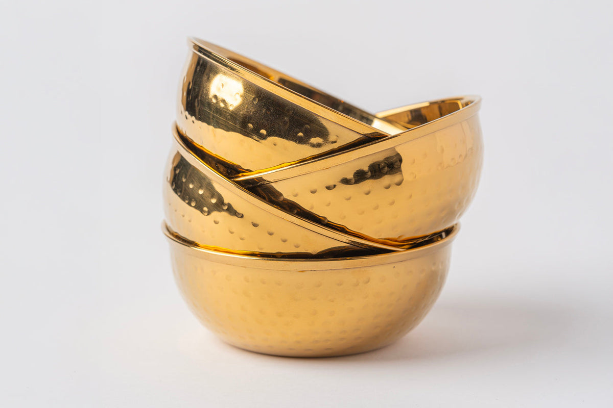 Hammered Stainless Steel Serving Bowl - Set of 4