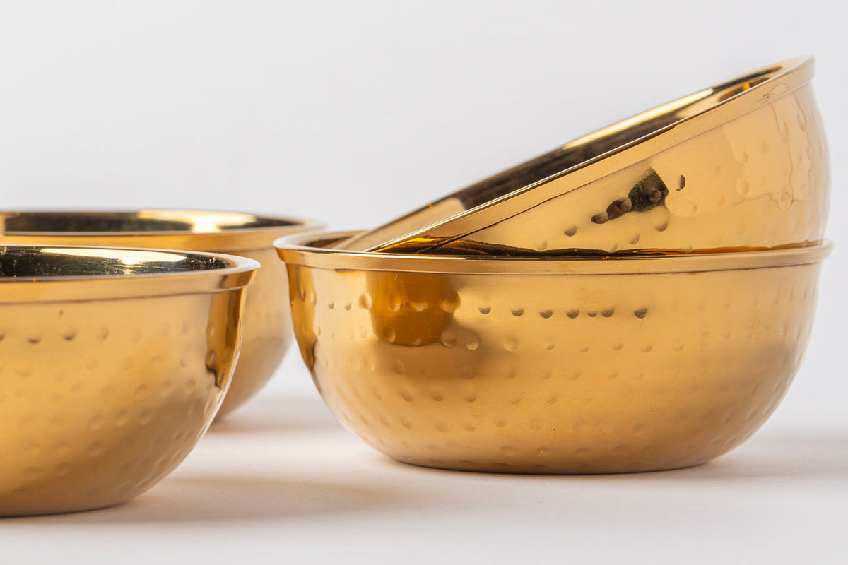 Hammered Stainless Steel Serving Bowl - Set of 4