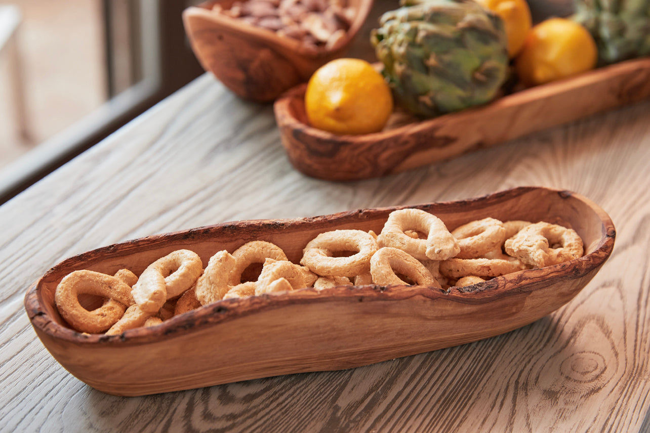Italian Olivewood Oval Boat Bowl