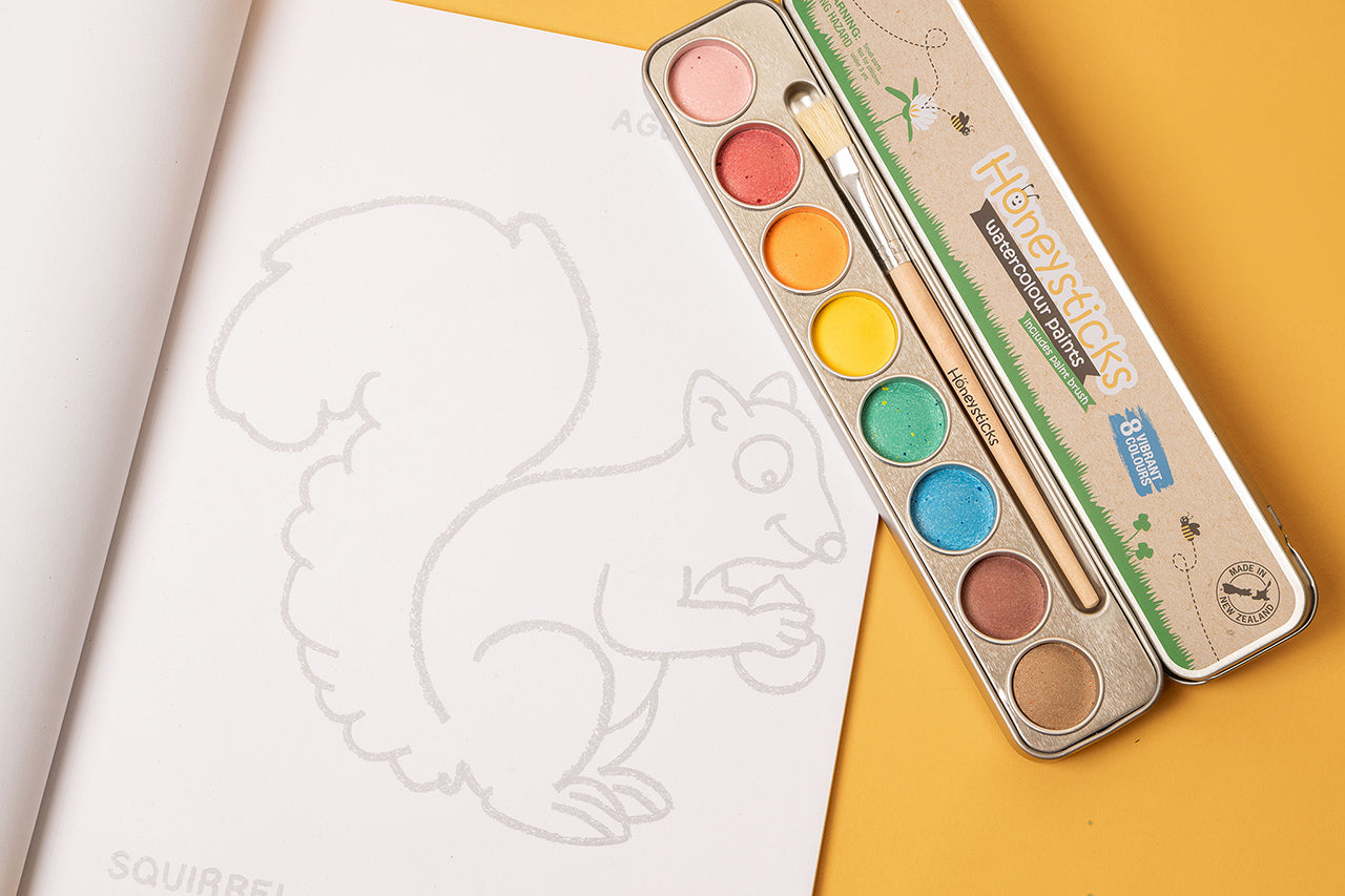 Watercolor Paints & Coloring Book Set