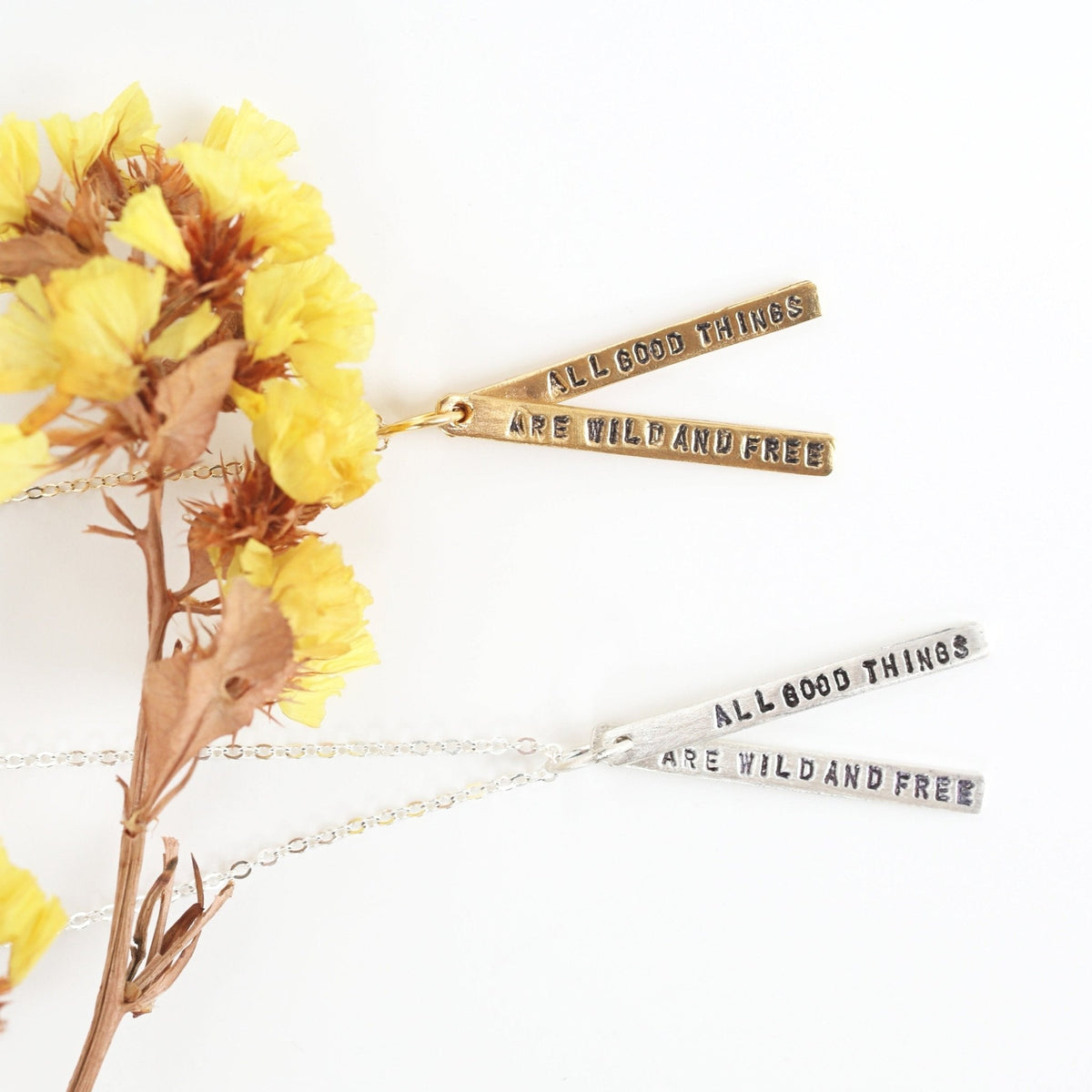 All good things are wild and free - Henry David Thoreau Quote Necklace