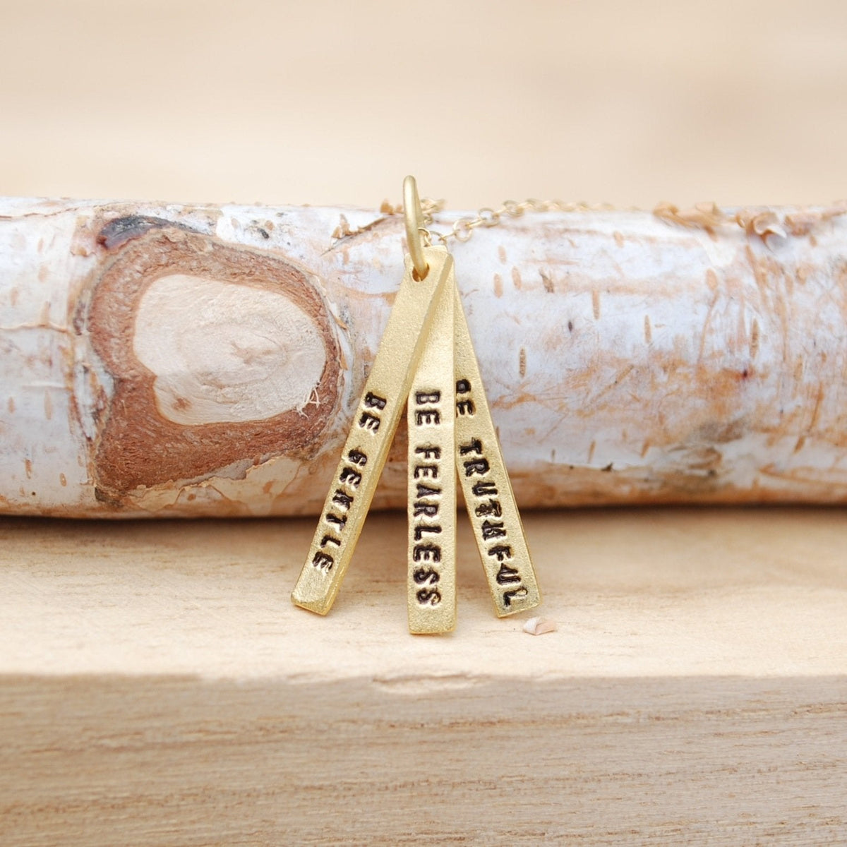 Be Truthful, Be Gentle, Be Fearless -Gandhi Quote Necklace