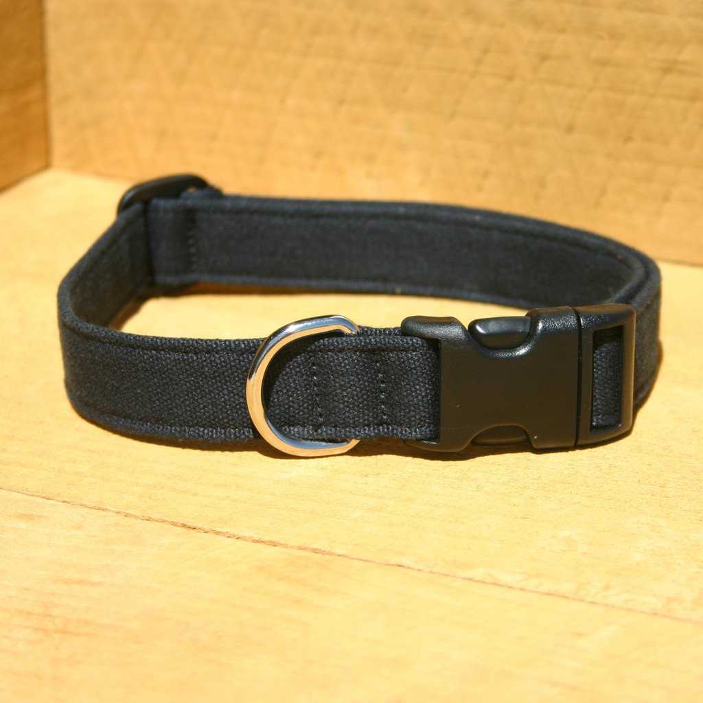 Hemp Dog Collar Basic Canvas Black