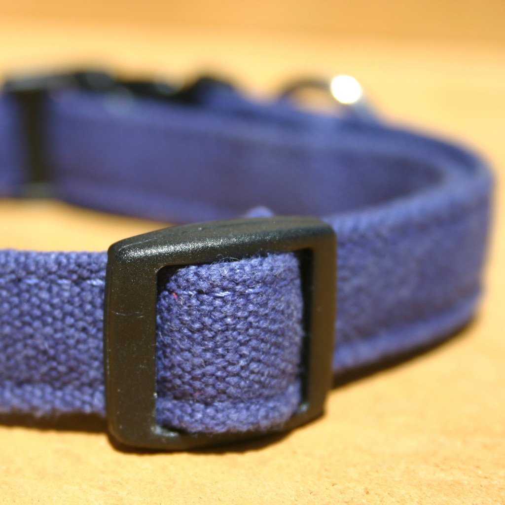 Hemp Dog Collar Basic Canvas Blue