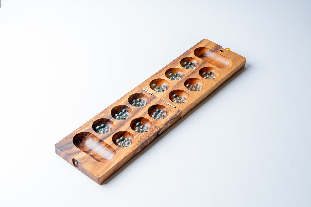 Mancala Mangowood Game Set, Handcrafted Strategy Board Game