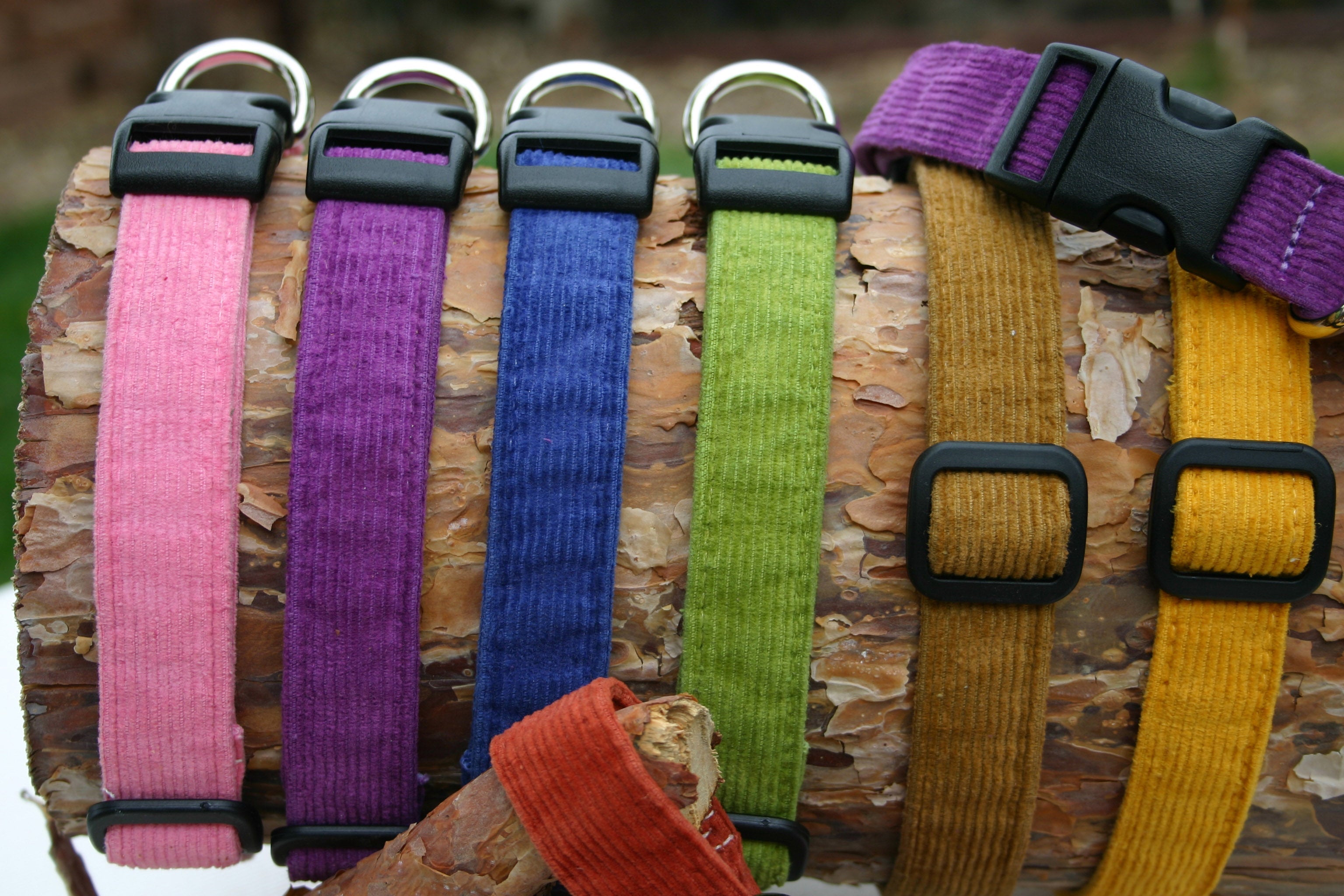 Hemp Dog Corduroy Collars (Rust,Marigold,Bronze,Avocado,Blue,Plum,Pink, Red, Black)