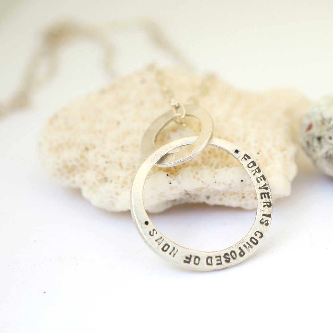 Emily Dickinson "Forever" Message Circle Necklace