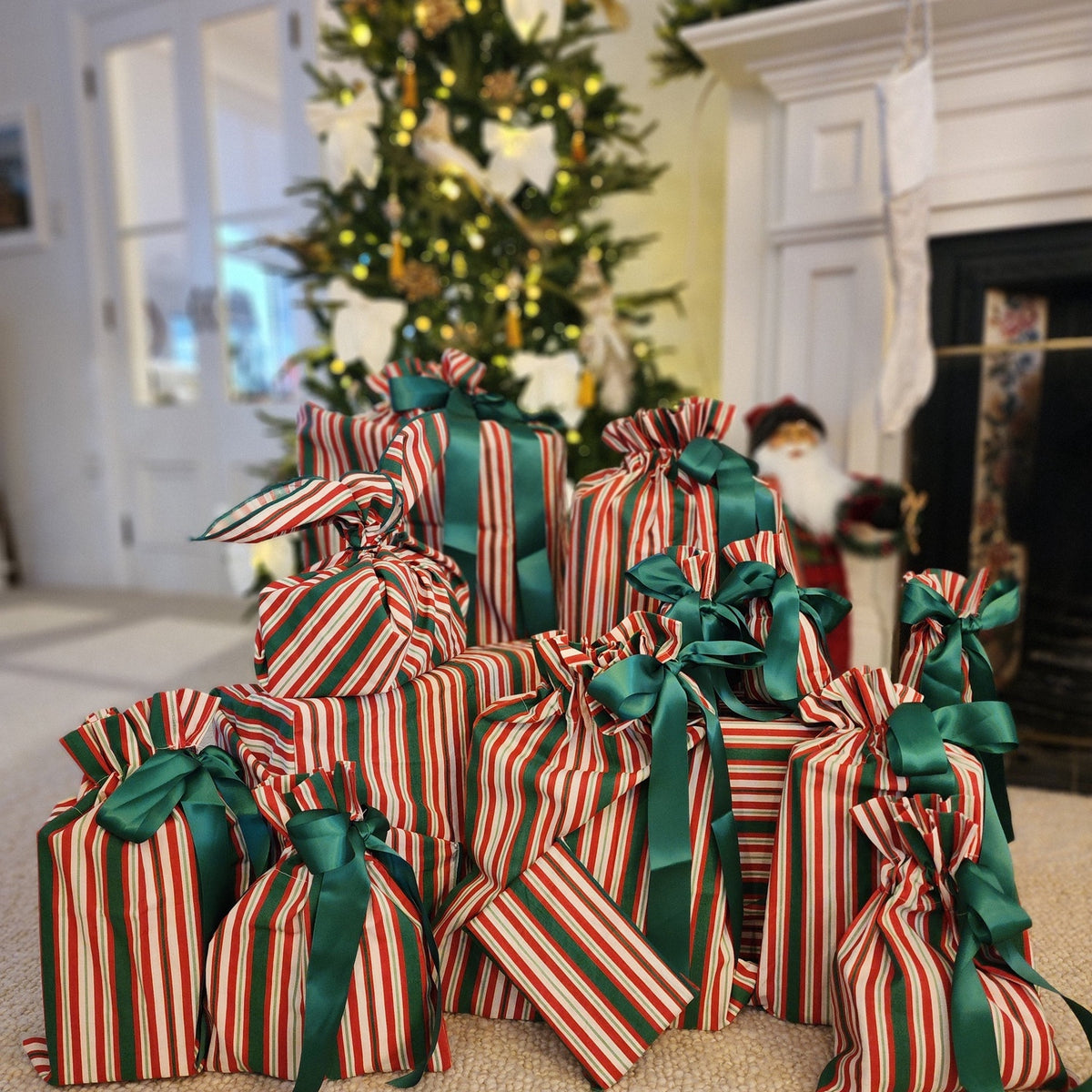 Scandi Julrander Reusable Gift Bag Set)