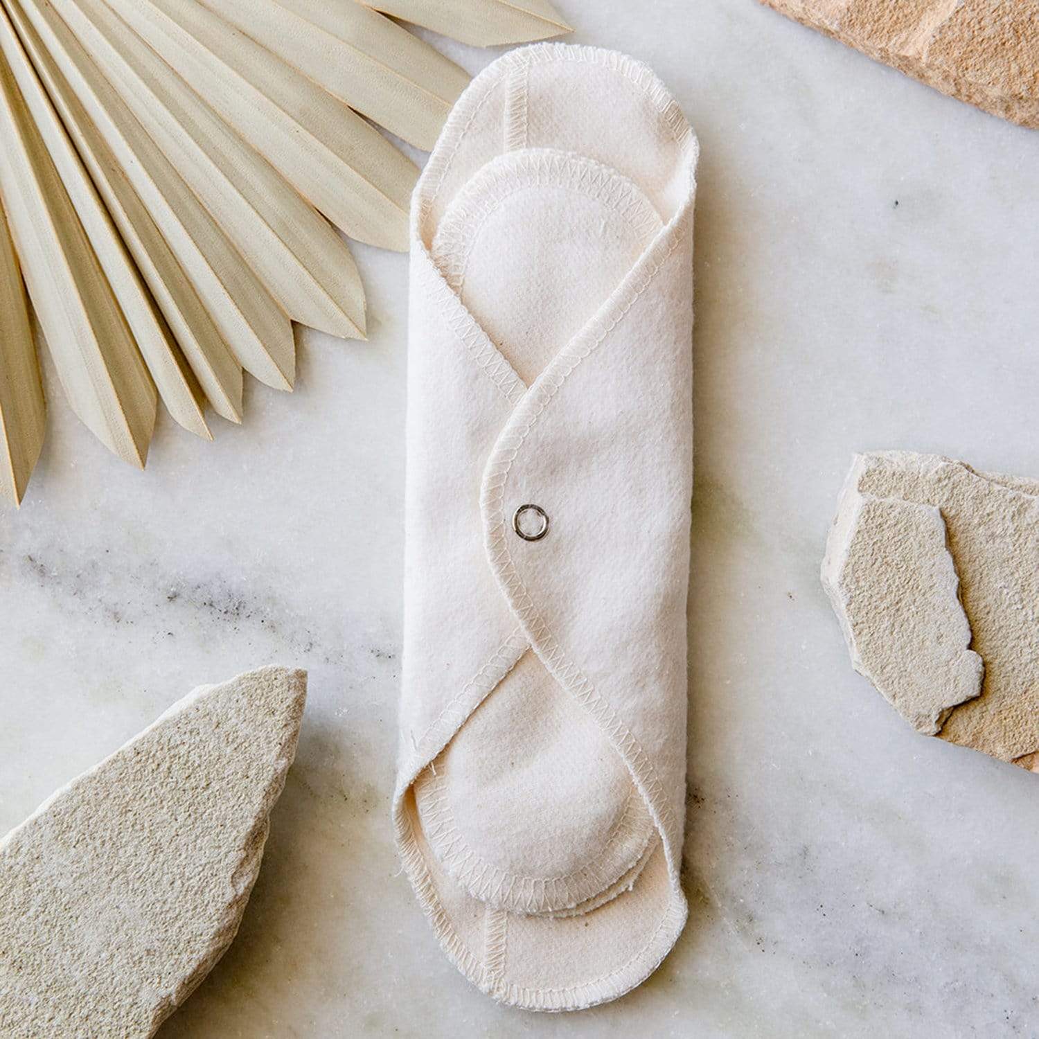 GladRags White Reusable Black Day Pad - Reusable Period Pad, 100% Cotton, Handmade, 1 Pad w/ 2 Inserts