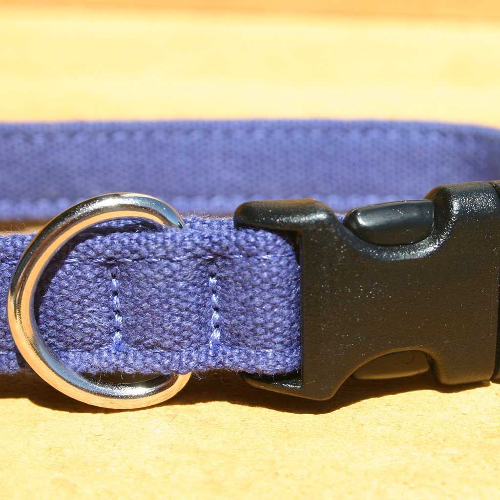 Hemp Dog Collar Basic Canvas Blue
