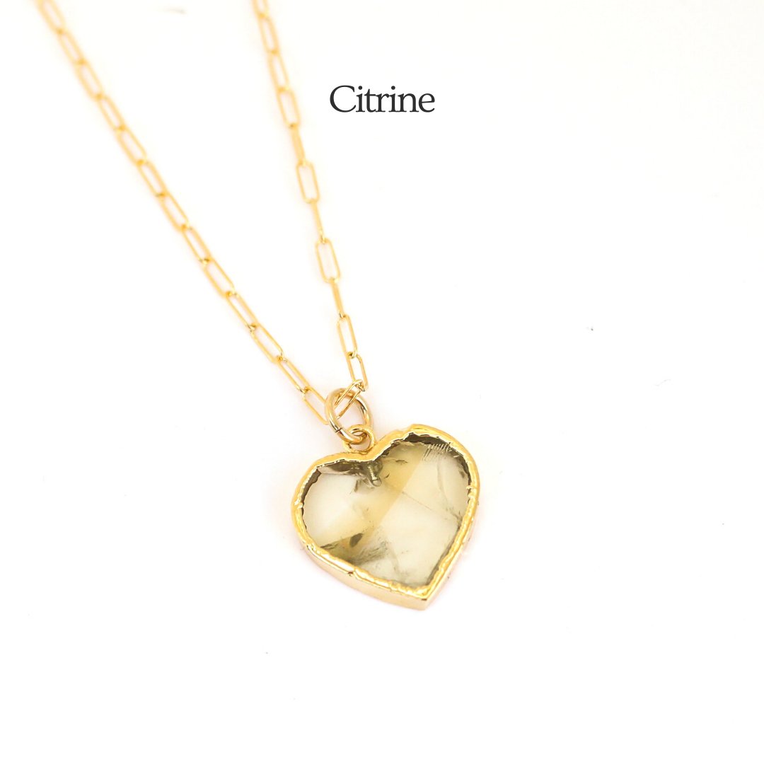 Isla Gemstone Heart Necklace Birthstone Jewelry 14K Gold Fill Chain