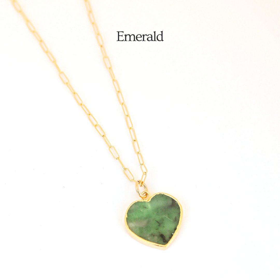 Isla Gemstone Heart Necklace Birthstone Jewelry 14K Gold Fill Chain