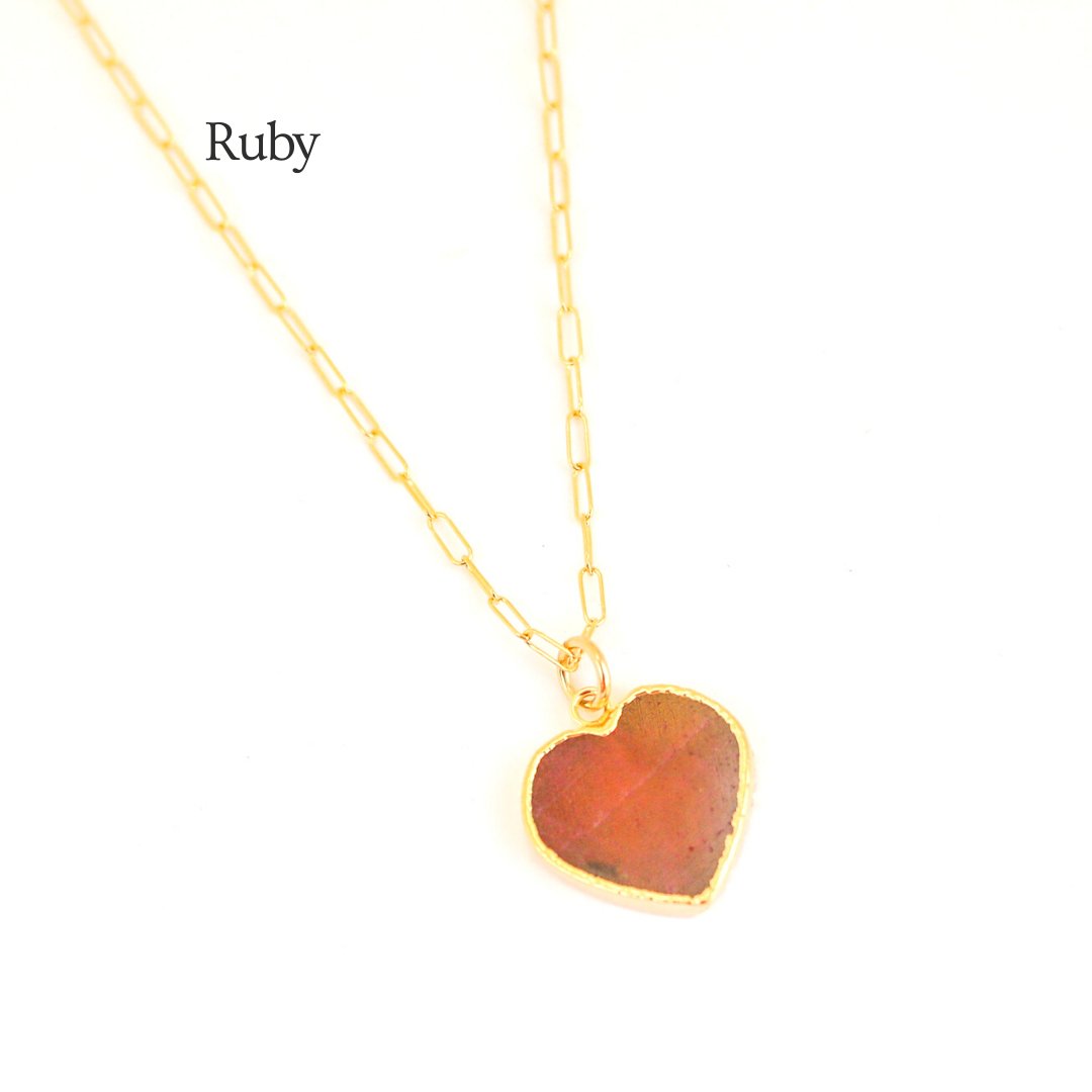 Isla Gemstone Heart Necklace Birthstone Jewelry 14K Gold Fill Chain