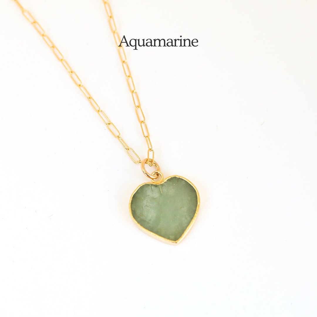 Isla Gemstone Heart Necklace Birthstone Jewelry 14K Gold Fill Chain