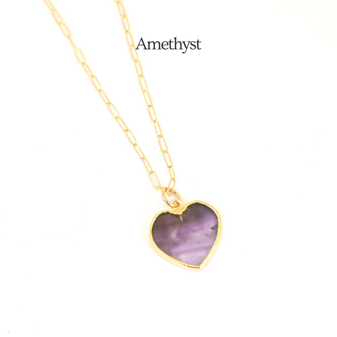 Isla Gemstone Heart Necklace Birthstone Jewelry 14K Gold Fill Chain