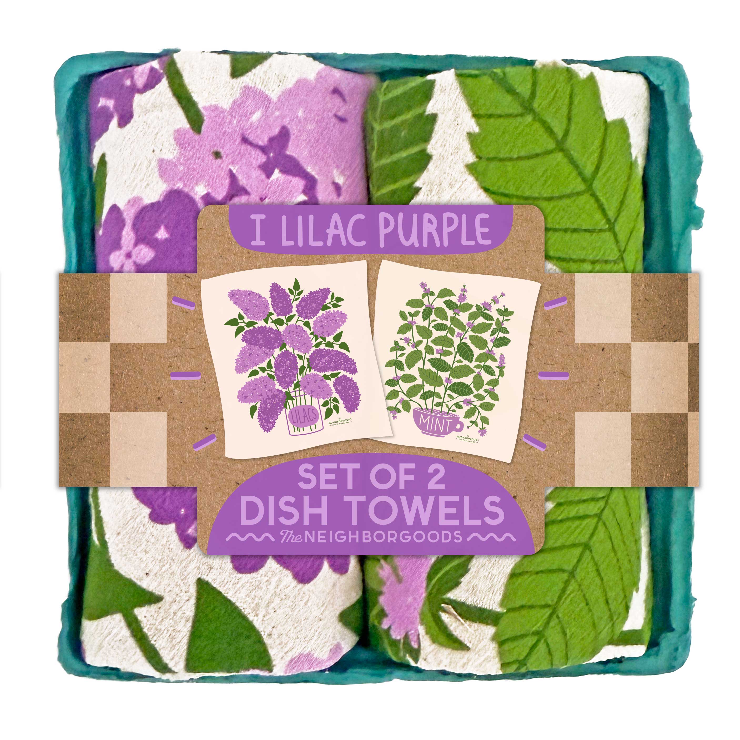 Lilac Purple Organic Cotton Dish Towel Set - 2 Pack