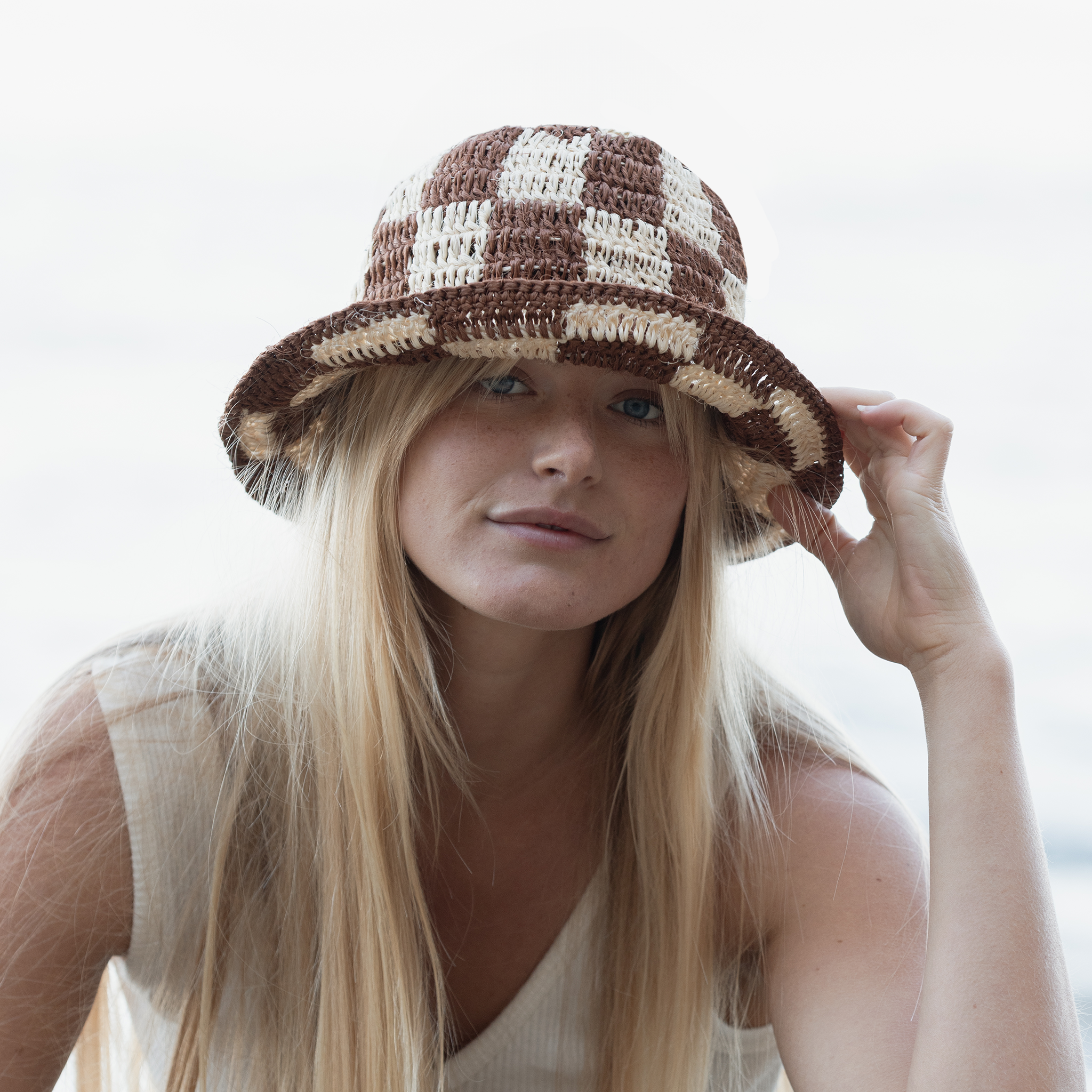 Summer Bucket Hat - Crocheted Checkered