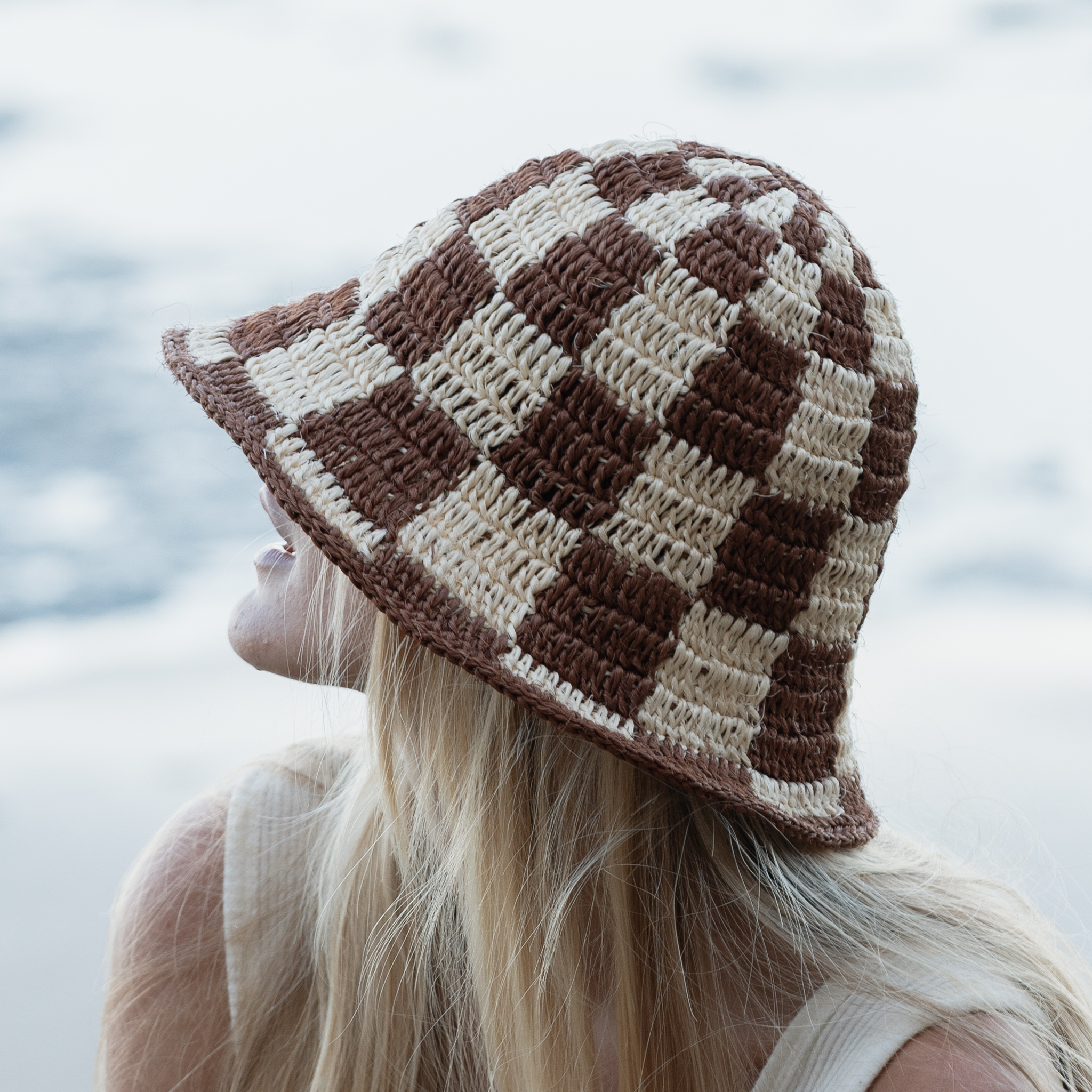 Summer Bucket Hat - Crocheted Checkered
