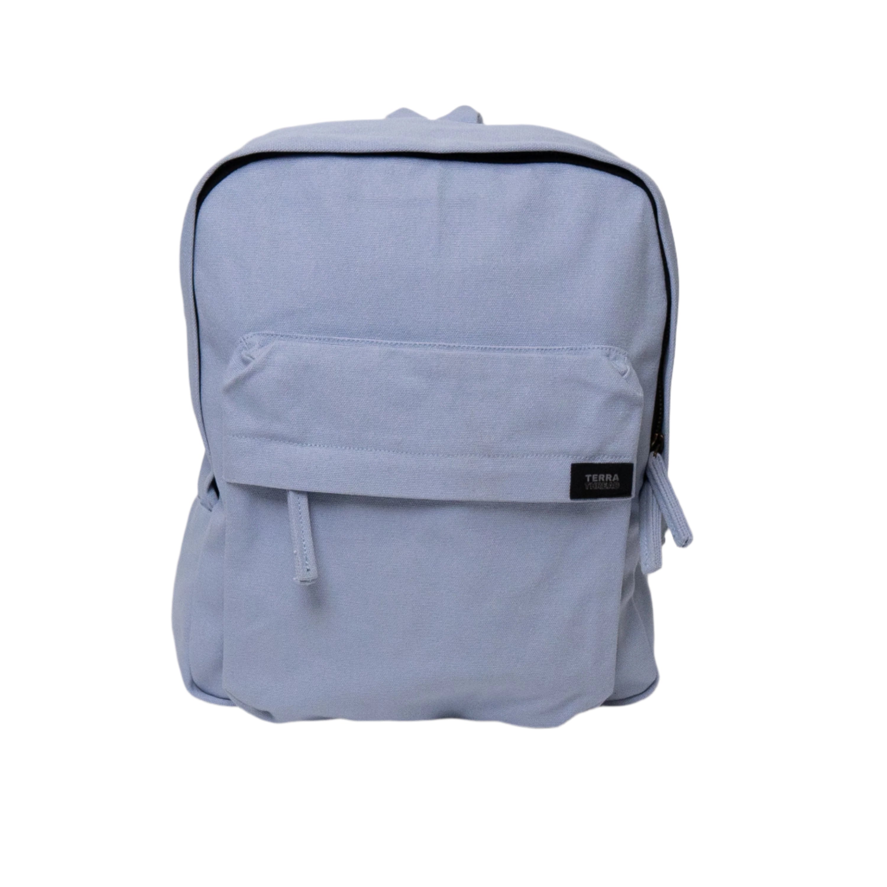 Light blue backpack on a light gray background