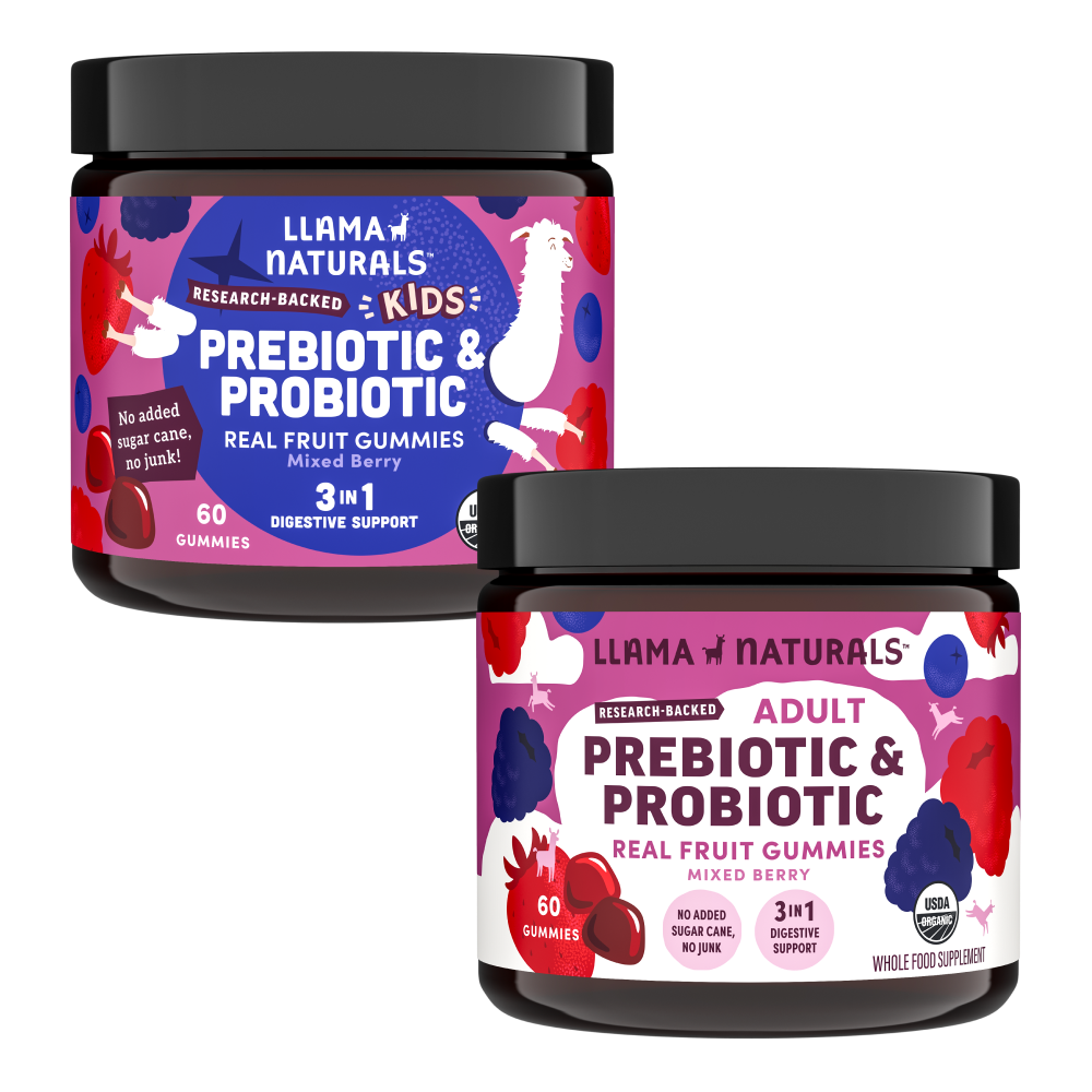 Family Gut Support Bundle – Kids + Adult Pre & Probiotic Gummies – Mixed Berry