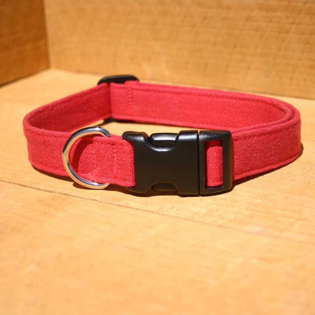 Hemp Dog Collar Basic Canvas Red