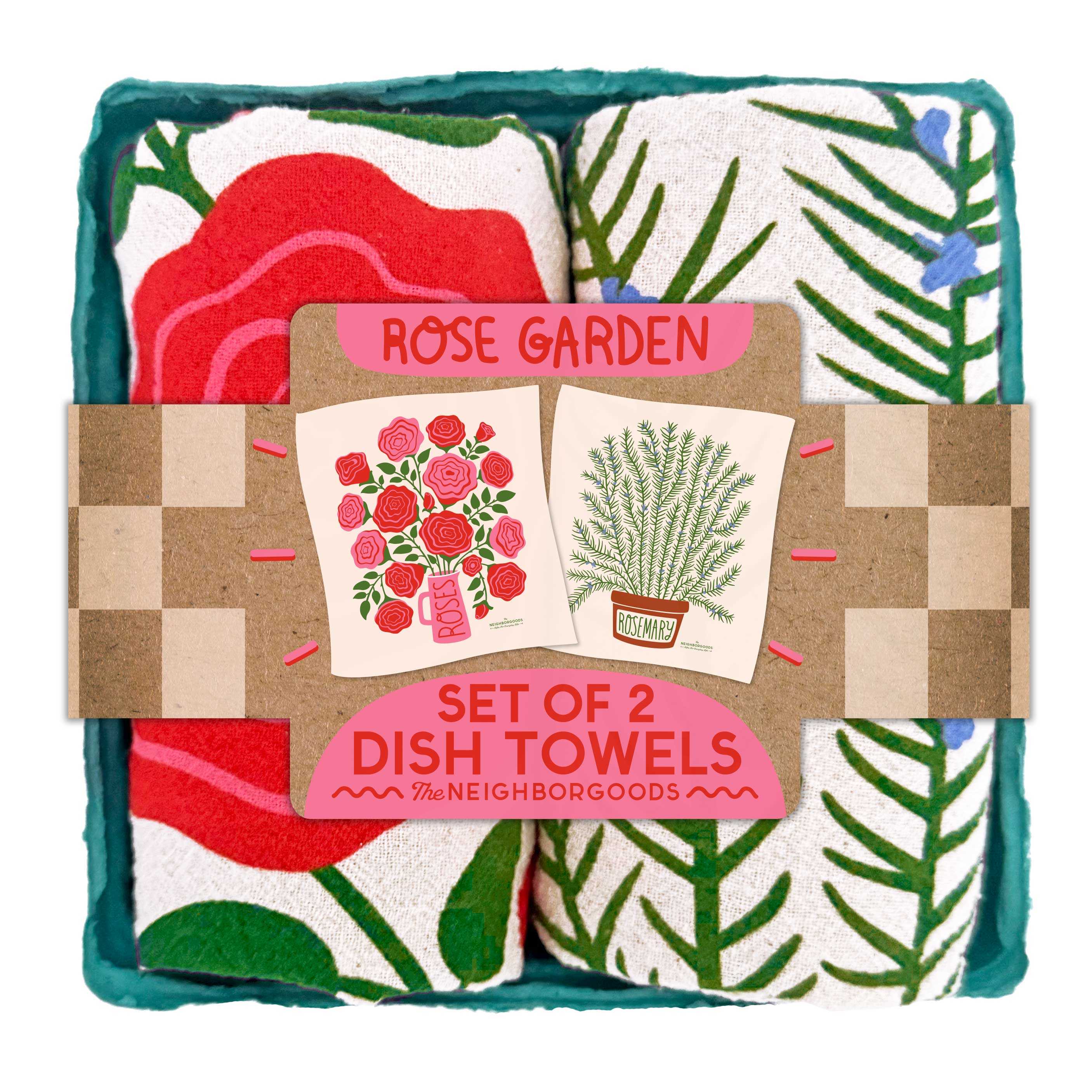 Rose Garden Organic Cotton Dish Towel Set - 2 Pack