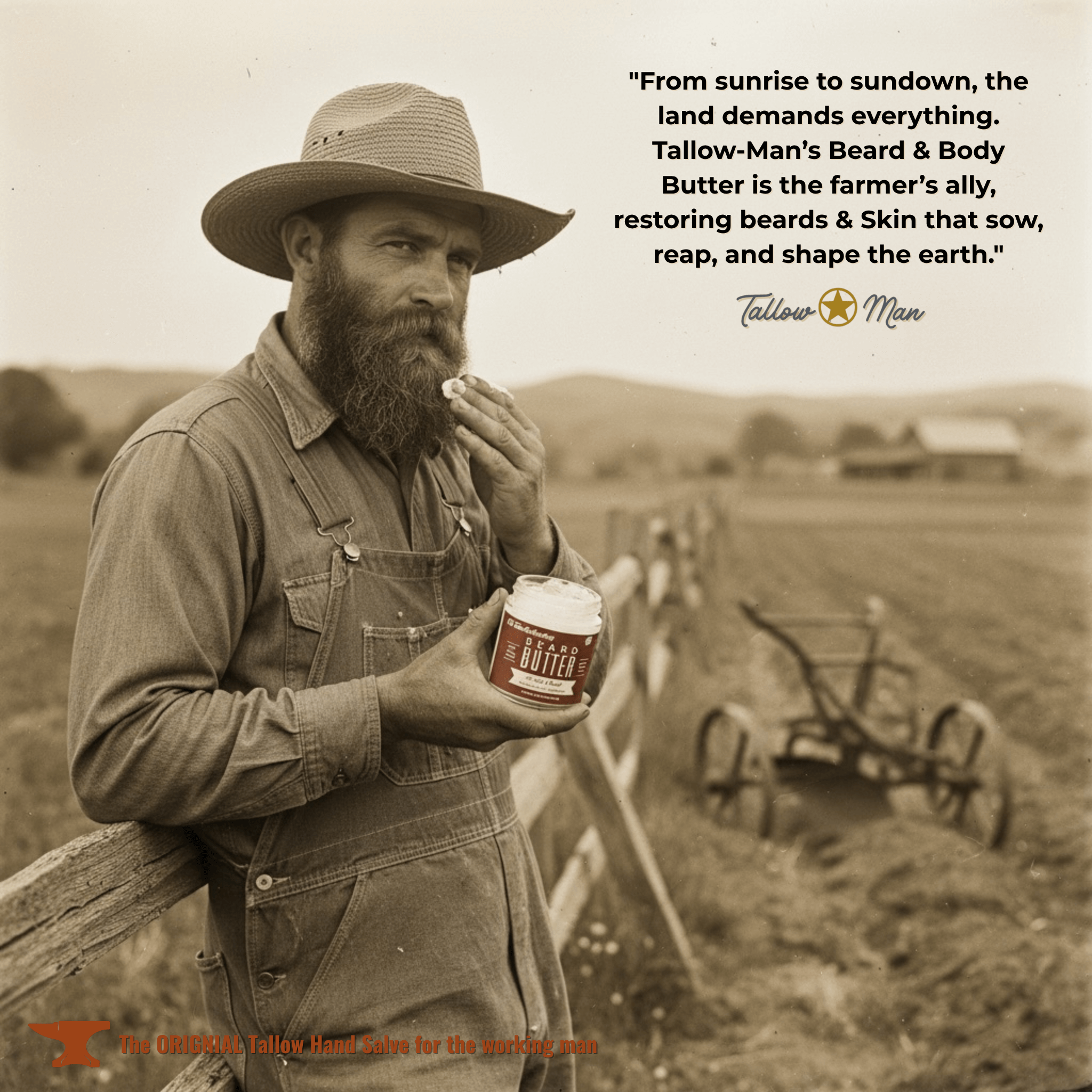 Tallow Man Beard Butter 9oz Trio – Men's Grooming Gift Set | Bay Rum, Tobacco Vanilla, Barbershop