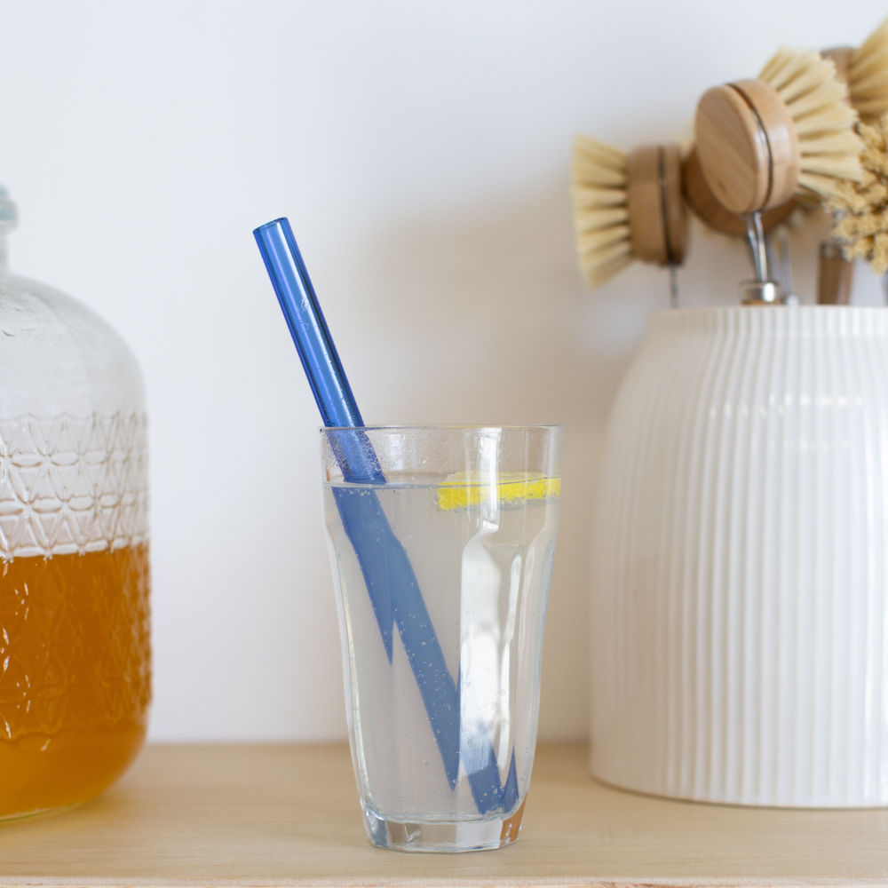 Wide 10" Glass Straw Set - Seaglass