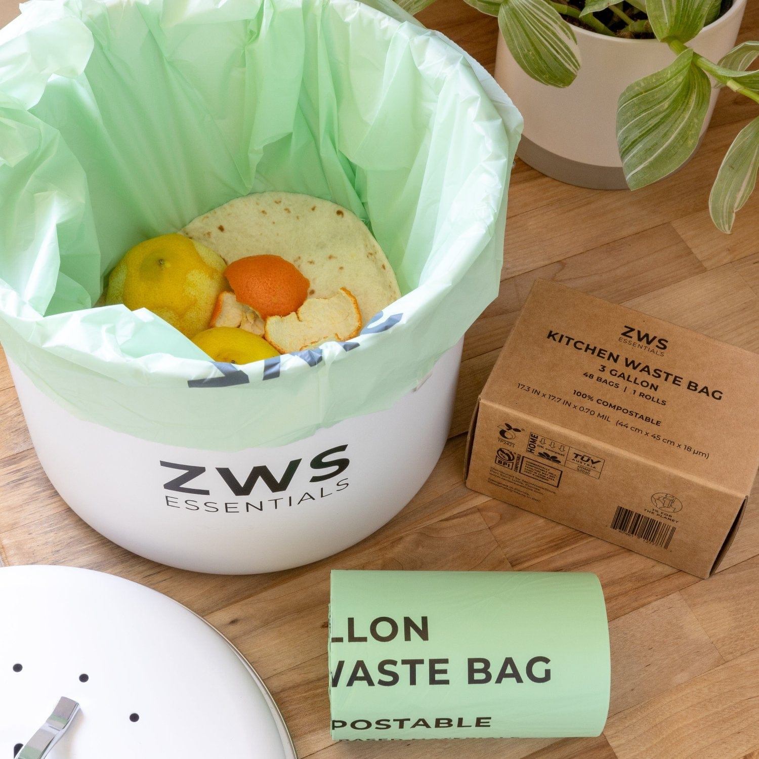 ZWS Essentials White Compost Bin Countertop Compost Bin Kit