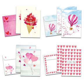 Watercolor Hearts Valentine's Day Cards 8pk