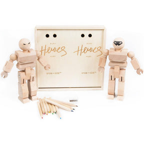 Playhard Heroes Wooden Action Figure DIY Coloring Kit - 2pc