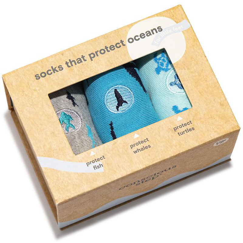 Kids Socks that Protect Oceans Gift Box 3pk