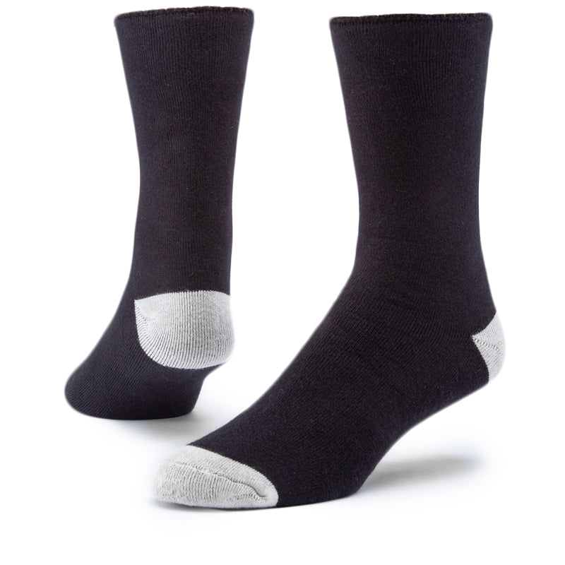 Smooth Toe Organic Cotton Turn Cuff Socks- Black